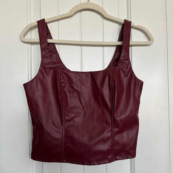 SHEIN Tops - Burgundy Faux Leather Top